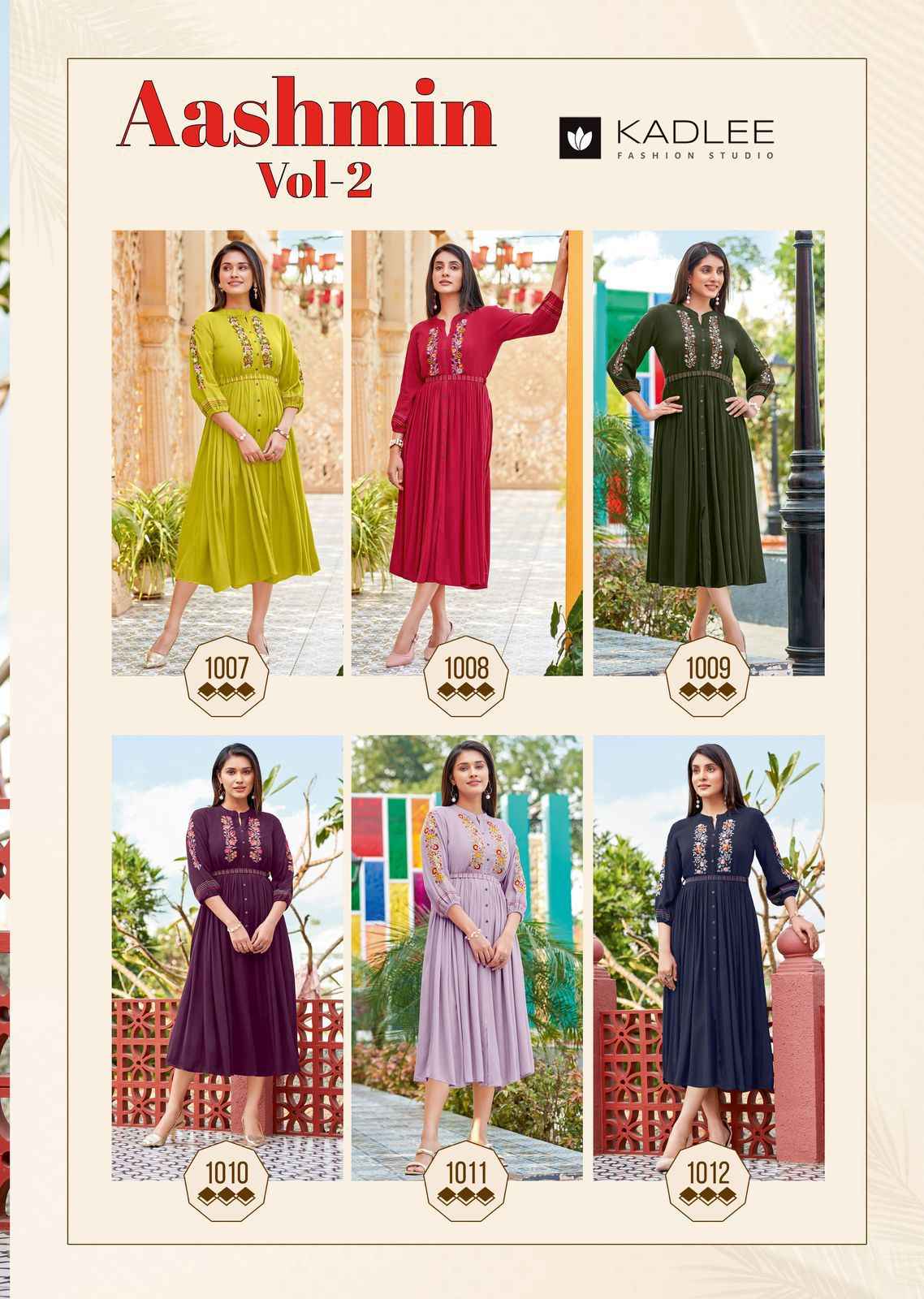 Kadlee Ashmin Vol 2 Wrinkle Rayon Long Kurti 6 pcs Catalogue