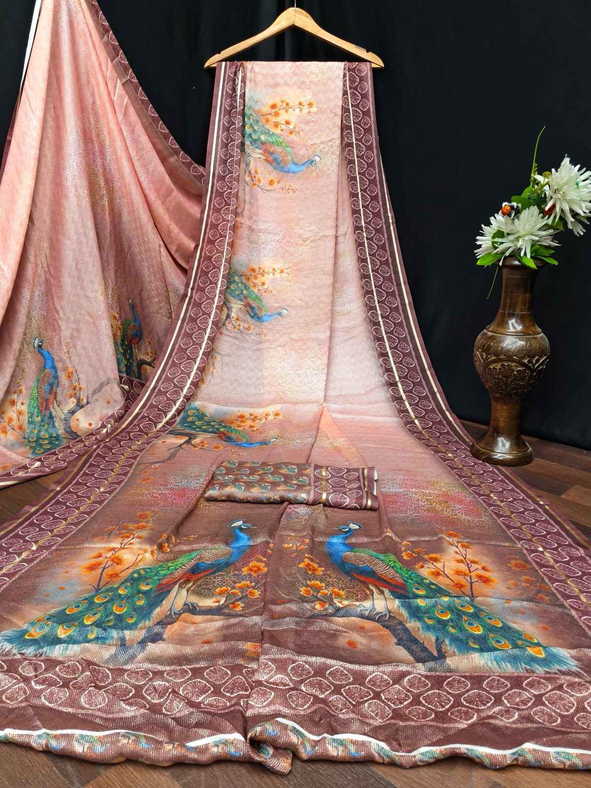Kashvi Tanchoi Silk Vol 1 Dull Moss Saree 8 pcs Catalogue