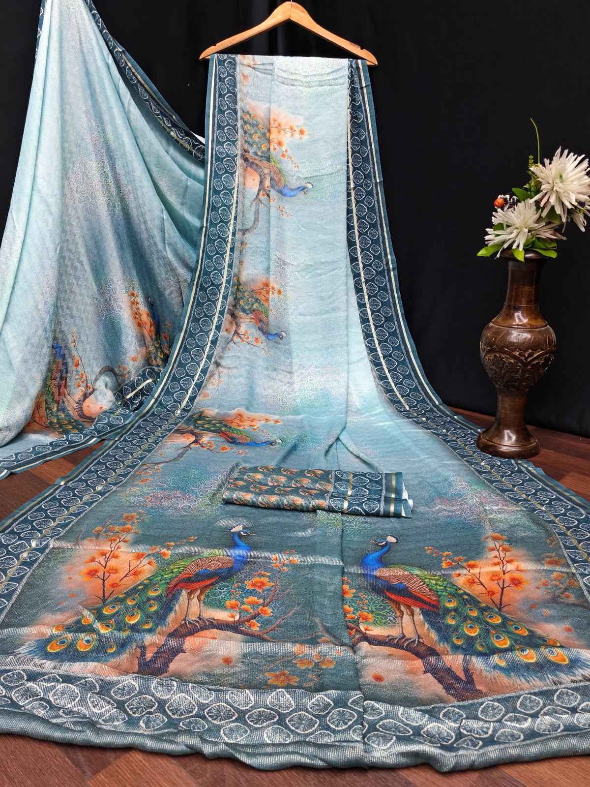 Kashvi Tanchoi Silk Vol 1 Dull Moss Saree 8 pcs Catalogue