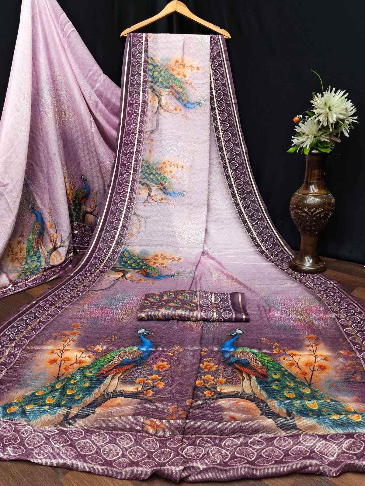 Kashvi Tanchoi Silk Vol 1 Dull Moss Saree 8 pcs Catalogue