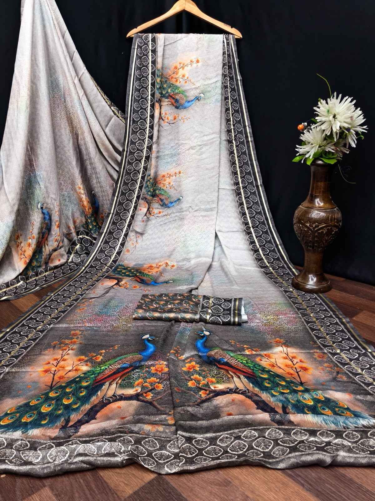 Kashvi Tanchoi Silk Vol 1 Dull Moss Saree 8 pcs Catalogue