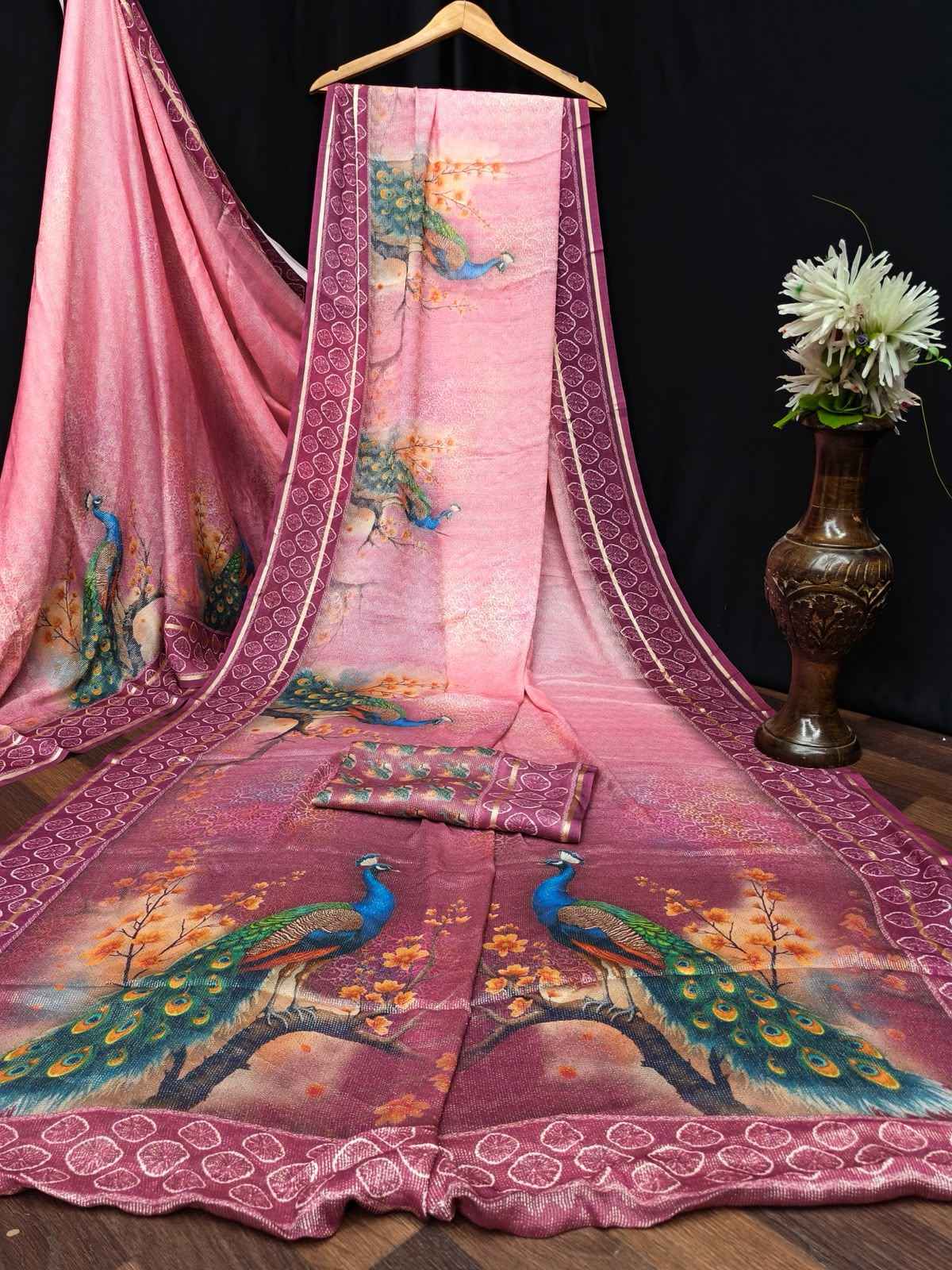 Kashvi Tanchoi Silk Vol 1 Dull Moss Saree 8 pcs Catalogue