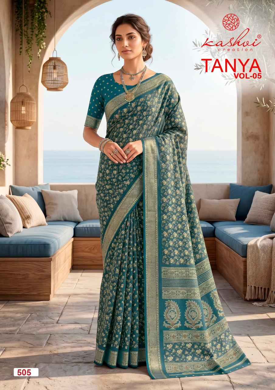 Kashvi Tanya Vol 5 Dull Moss Saree 8 pcs Catalogue