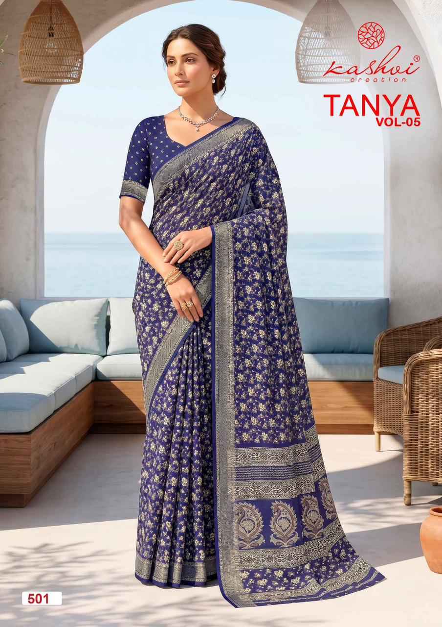 Kashvi Tanya Vol 5 Dull Moss Saree 8 pcs Catalogue