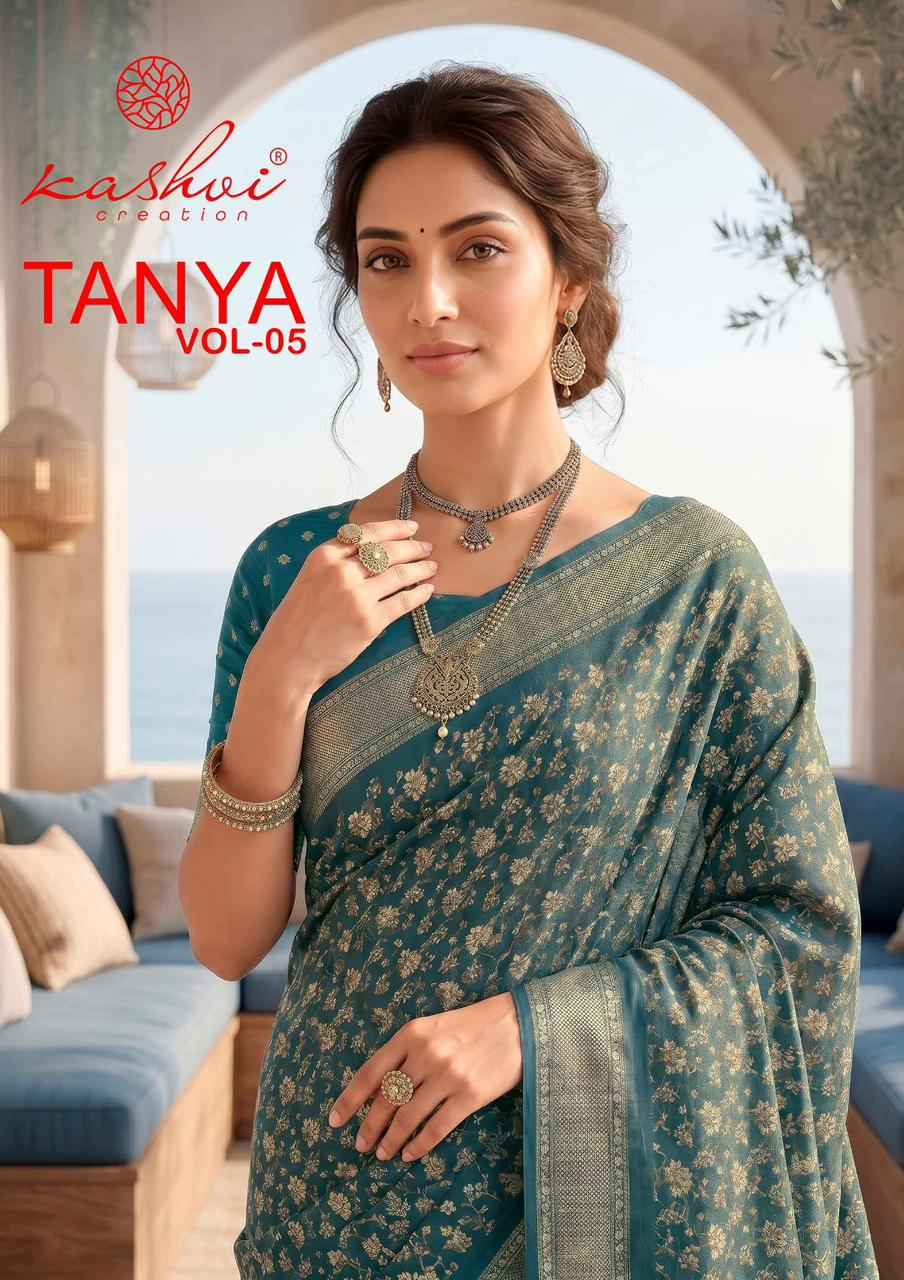 Kashvi Tanya Vol 5 Dull Moss Saree 8 pcs Catalogue