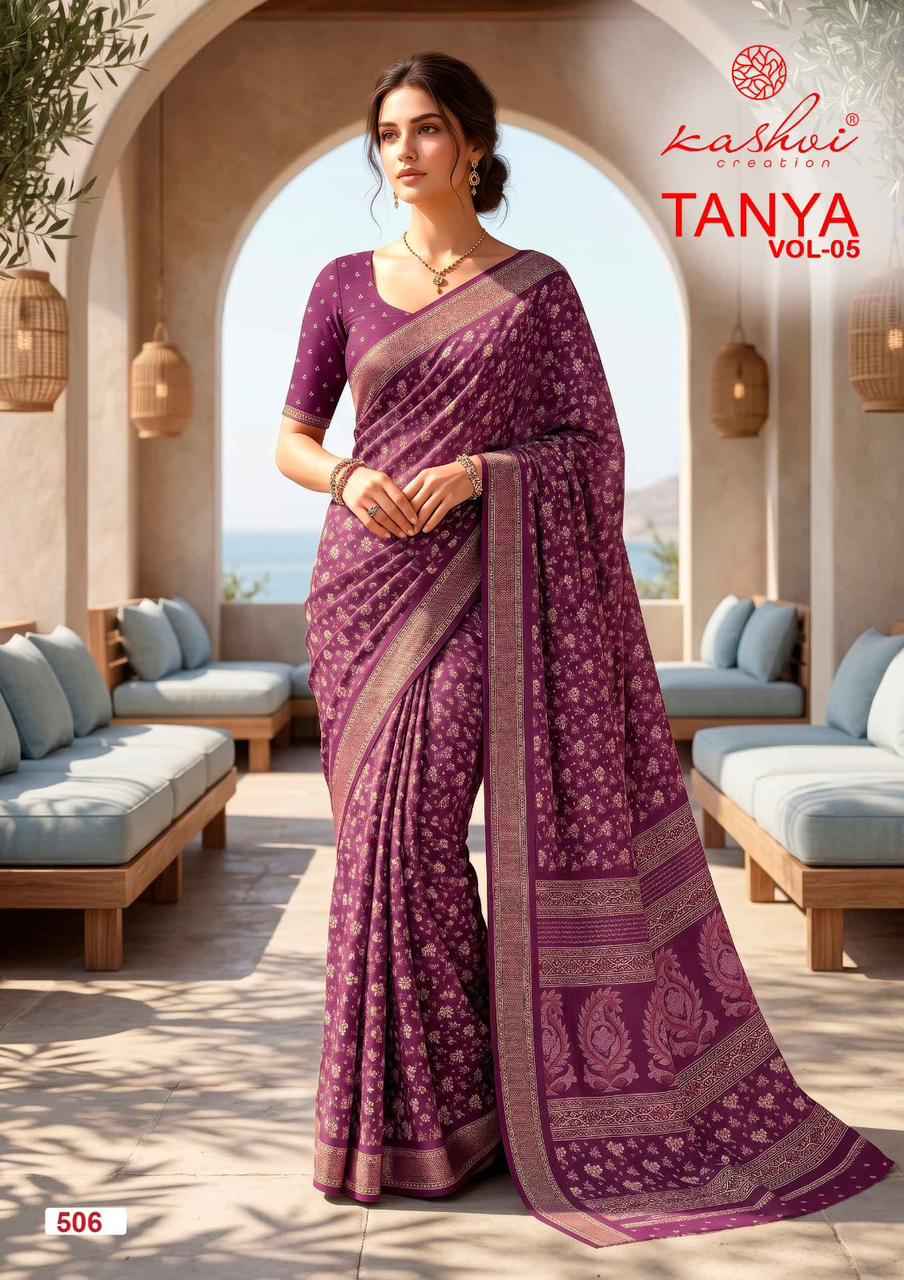Kashvi Tanya Vol 5 Dull Moss Saree 8 pcs Catalogue