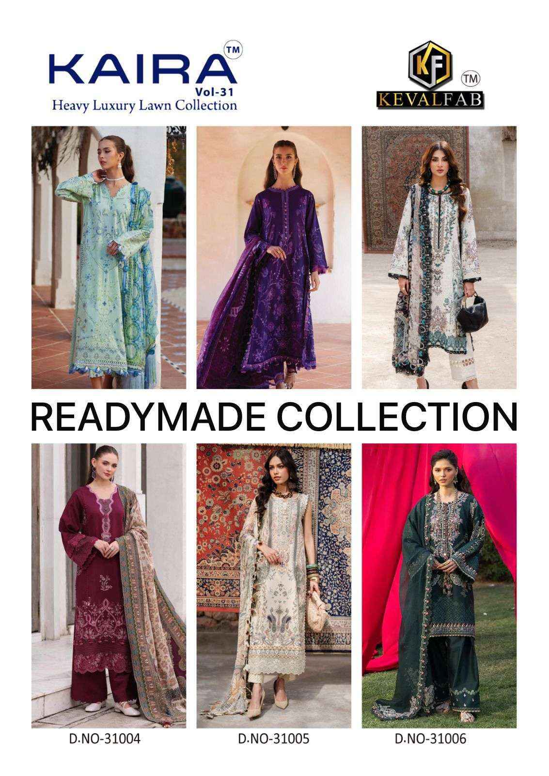 Keval Fab Kaira Vol 31 Readymade Lawn Cotton Dress 6 pcs Catalogue