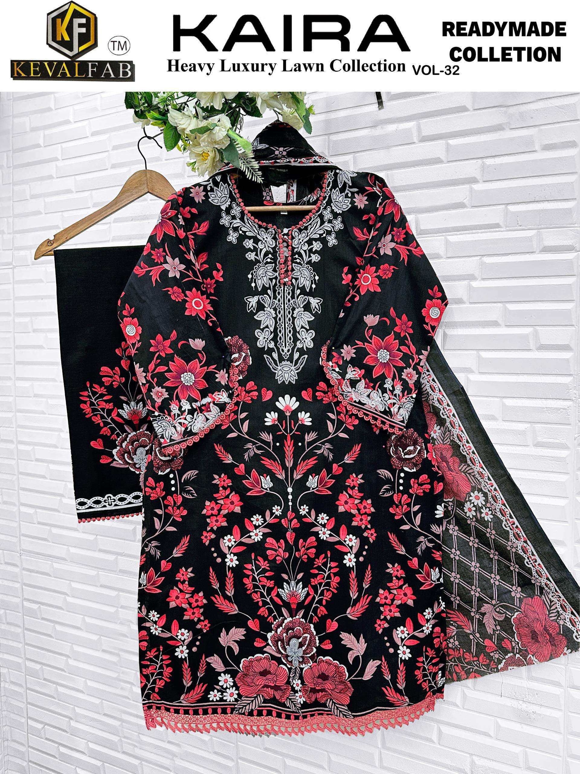 Keval Fab Kaira Vol 32 Readymade Lawn Cotton Dress 6 pcs Catalogue