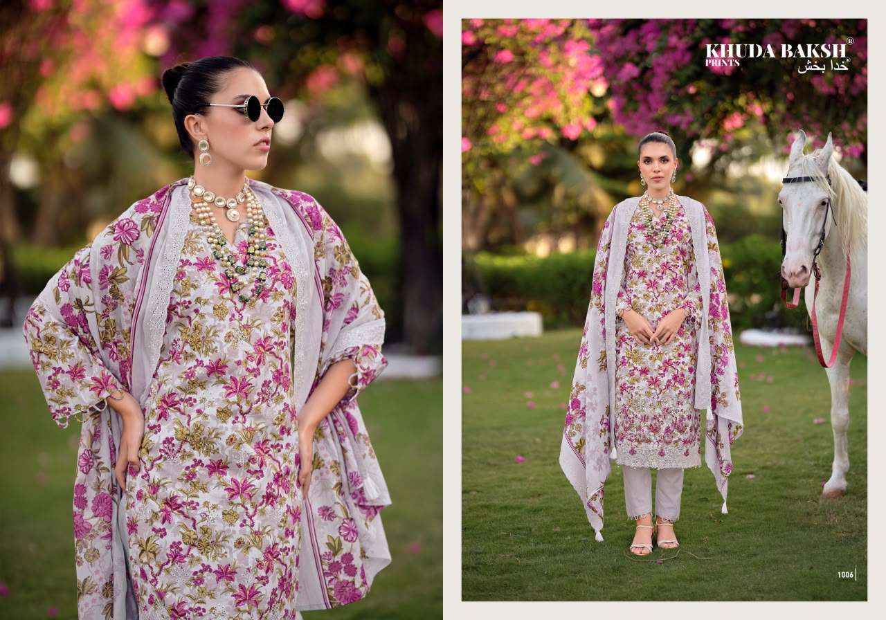 Khudha Baksh Prints Haniya Hiba Lawn Cotton Dress Material 8 pcs Cataloge