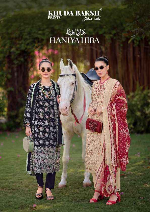 Khudha Baksh Prints Haniya Hiba Lawn Cotton Dress Material 8 pcs Cataloge