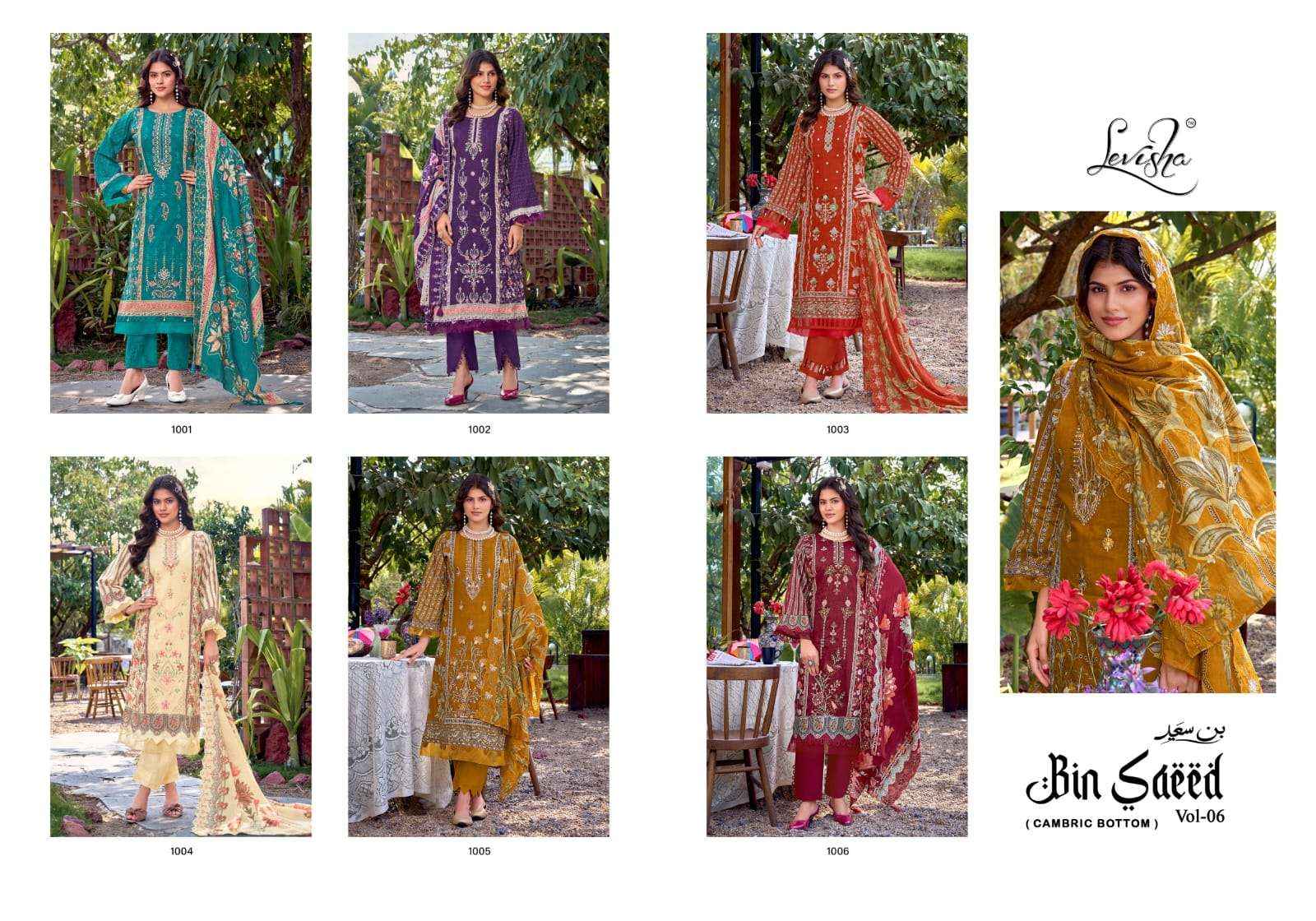Levisha Bin Saeed Vol 6 Lawn Cotton Dress Material 6 pcs Catalogue