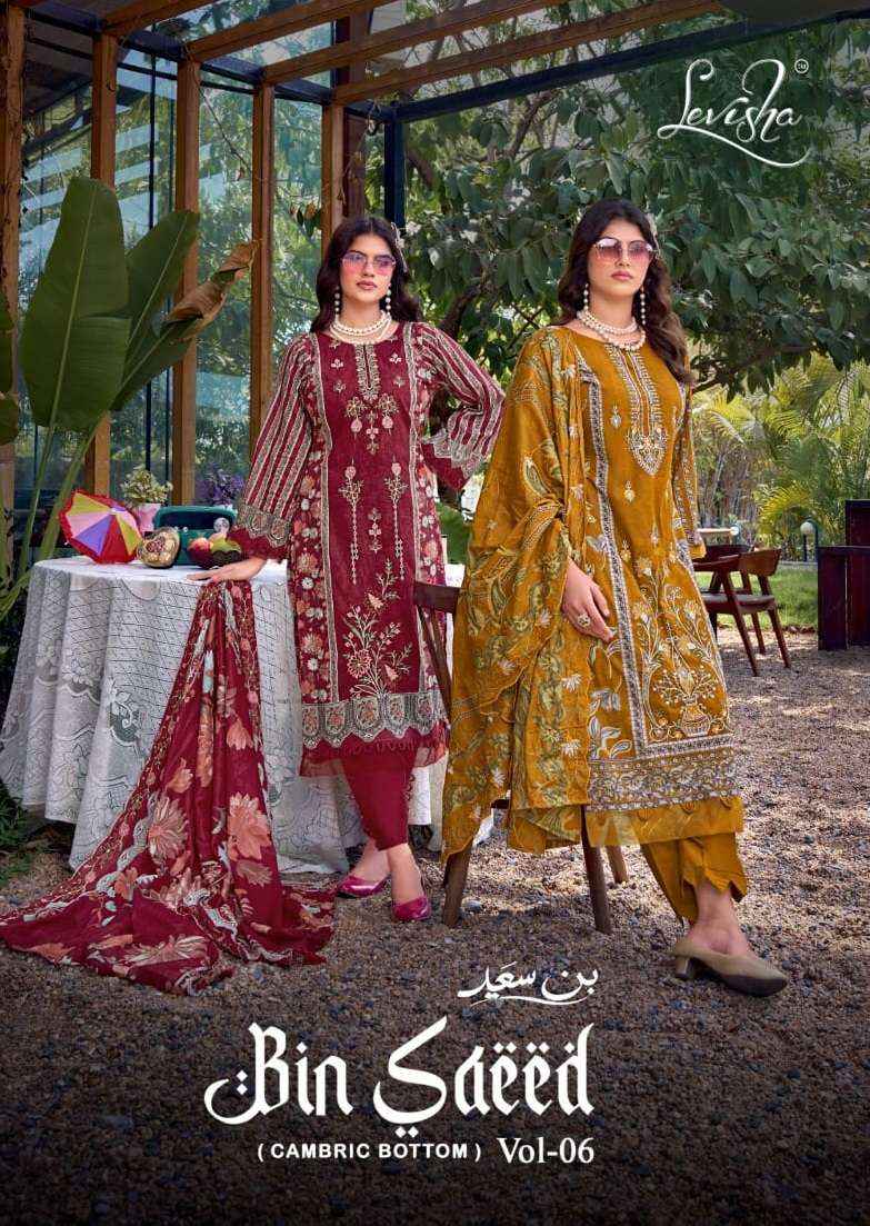 Levisha Bin Saeed Vol 6 Lawn Cotton Dress Material 6 pcs Catalogue