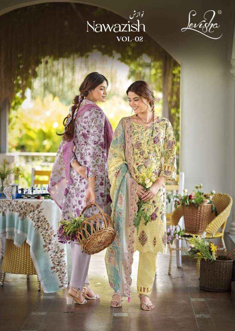 Levisha Nawazish Vol 2 Lawn Cotton Dress Material 6 pcs Catalogue