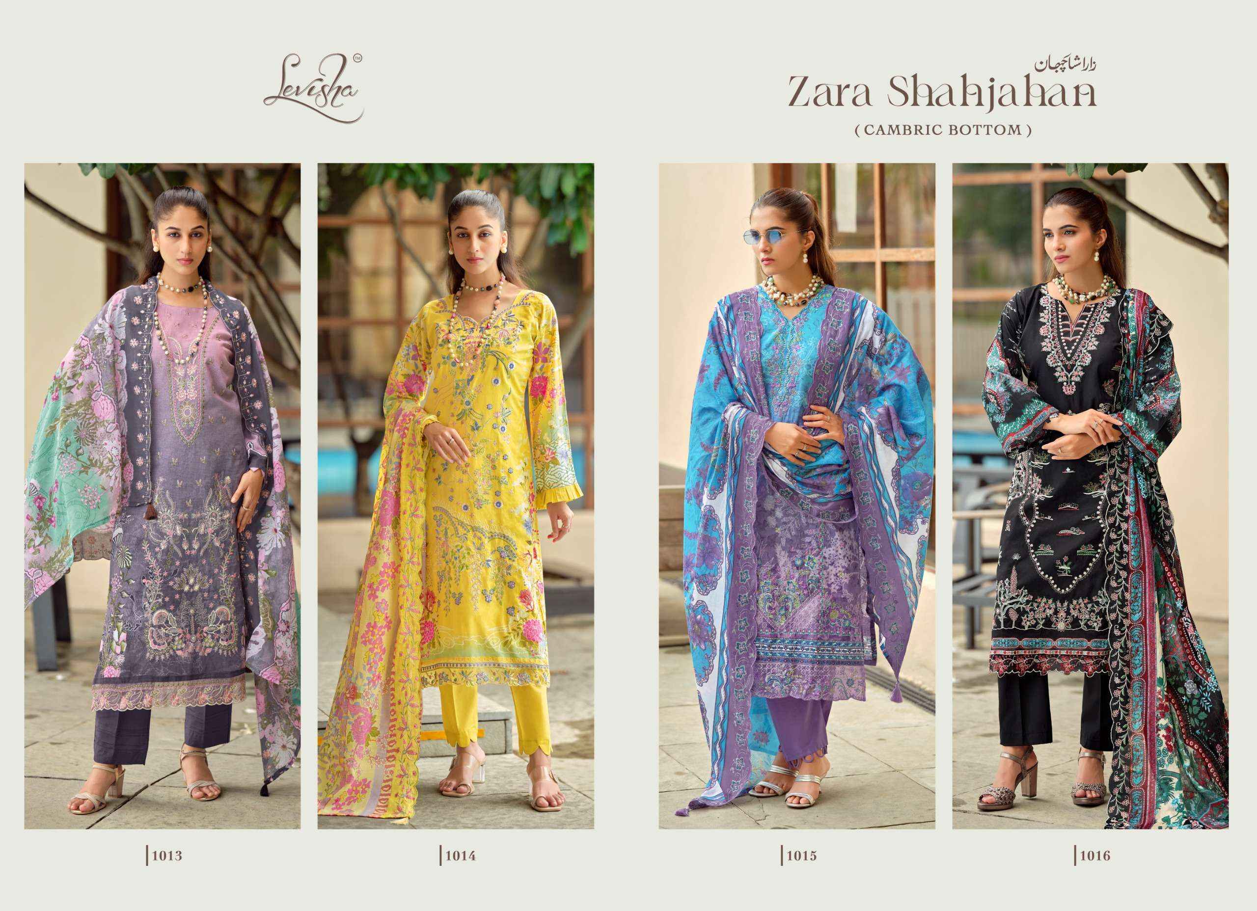 Levisha Zara Shahjahan Lawn Cotton Dress Material 4 pcs Catalogue