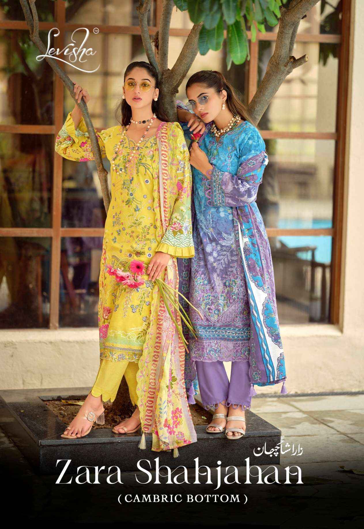 Levisha Zara Shahjahan Lawn Cotton Dress Material 4 pcs Catalogue