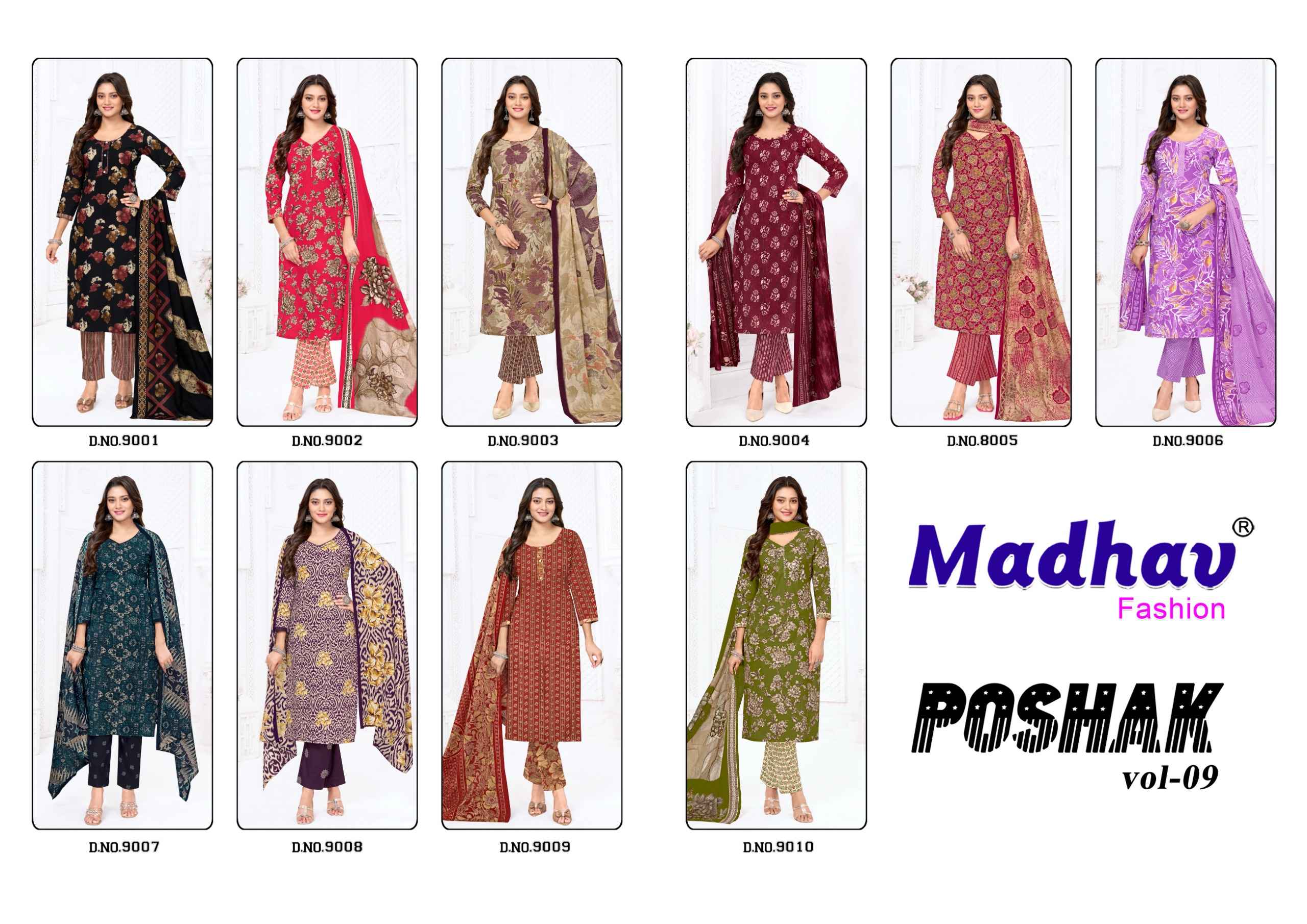 Madhav Fashion Poshak Vol 9 Cotton Dress Material 10 pcs Catalogue