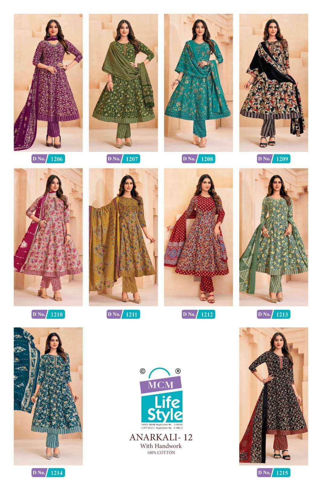 MCM Lifestyle Anarkali Vol 12 Cotton Kurti Combo 10 pcs Catalogue