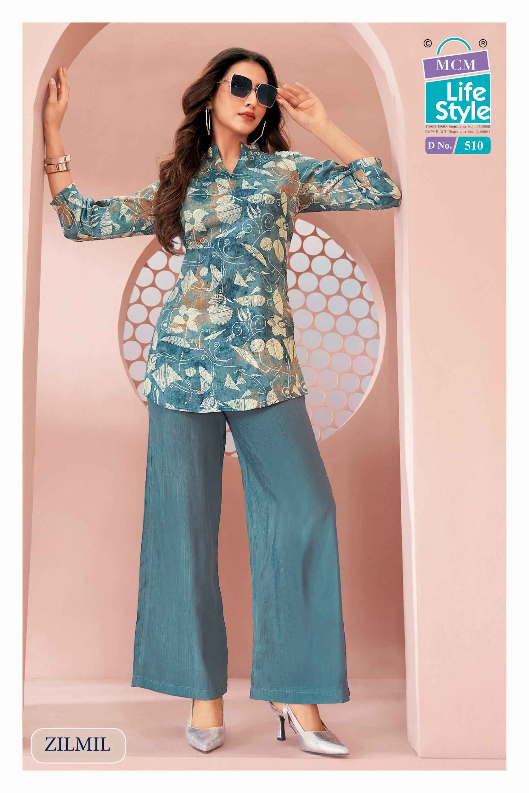 MCM Lifestyle Zilmil Vol 5 Vertican Top With Plazzo 10 pcs Catalogue