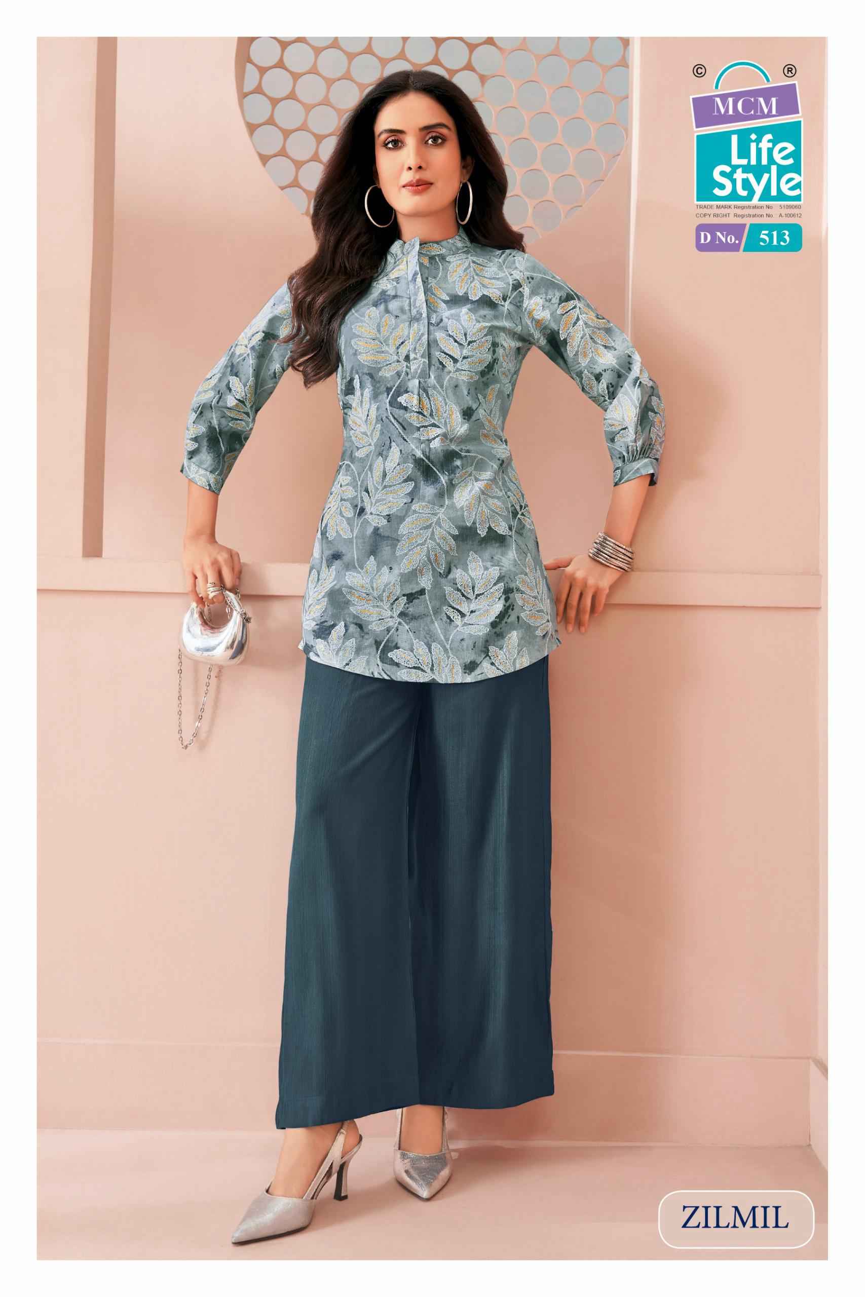 MCM Lifestyle Zilmil Vol 5 Vertican Top With Plazzo 10 pcs Catalogue