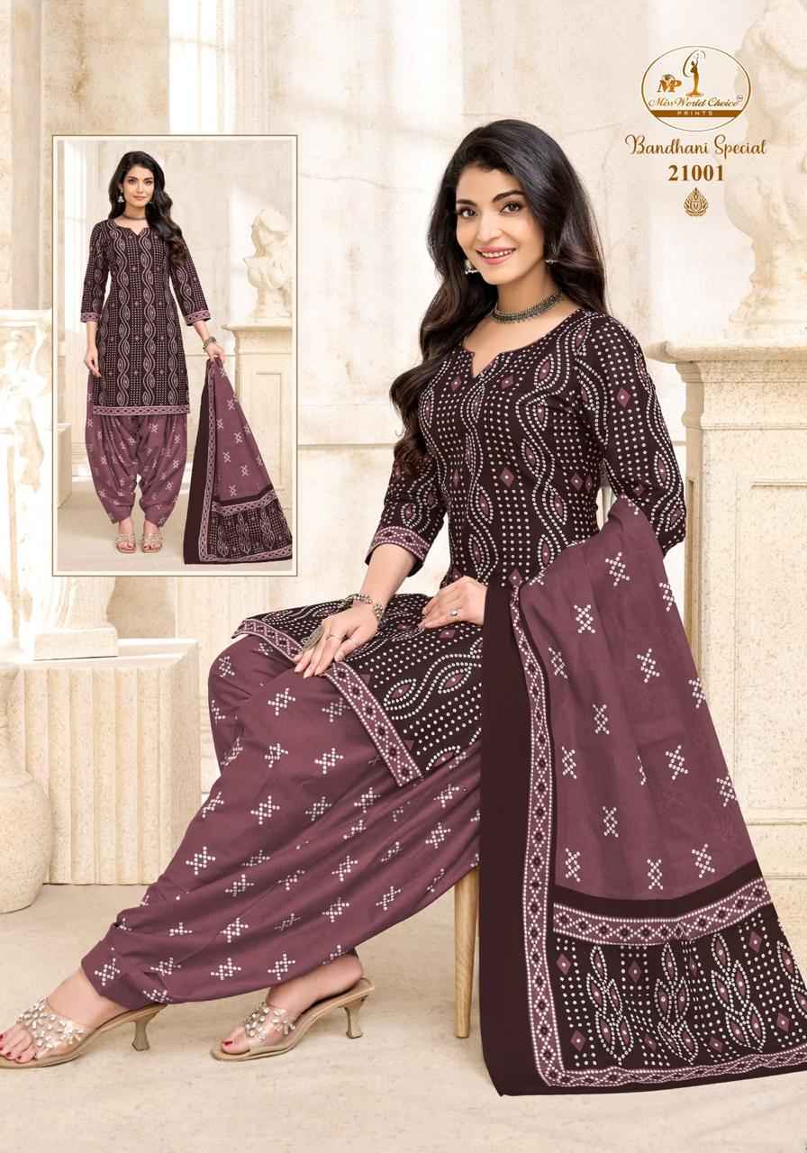 Miss World Choice Bandhni Special Vol 21 Cotton Dress Material 10 pcs Catalogue