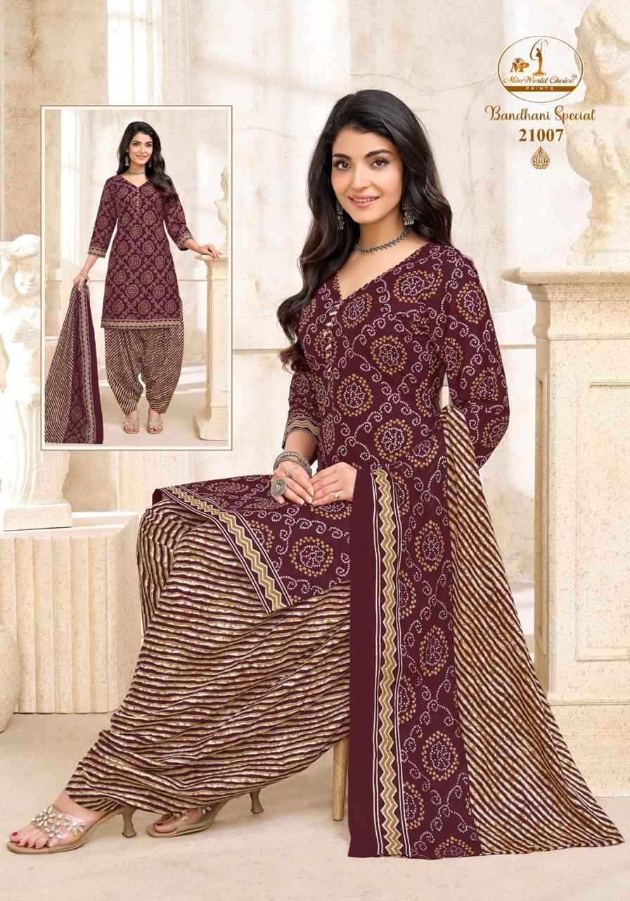 Miss World Choice Bandhni Special Vol 21 Cotton Dress Material 10 pcs Catalogue