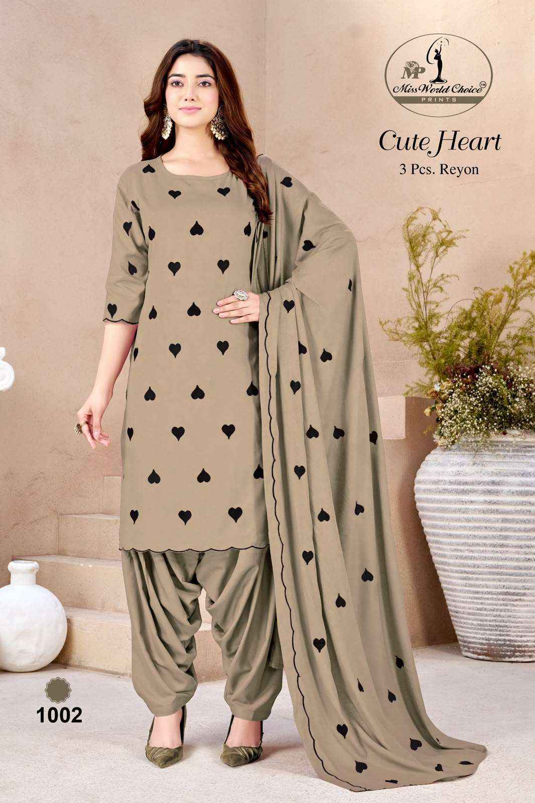 Miss World Choice Cute Heart Vol 1 Rayon Dress Material 5 pcs Catalogue
