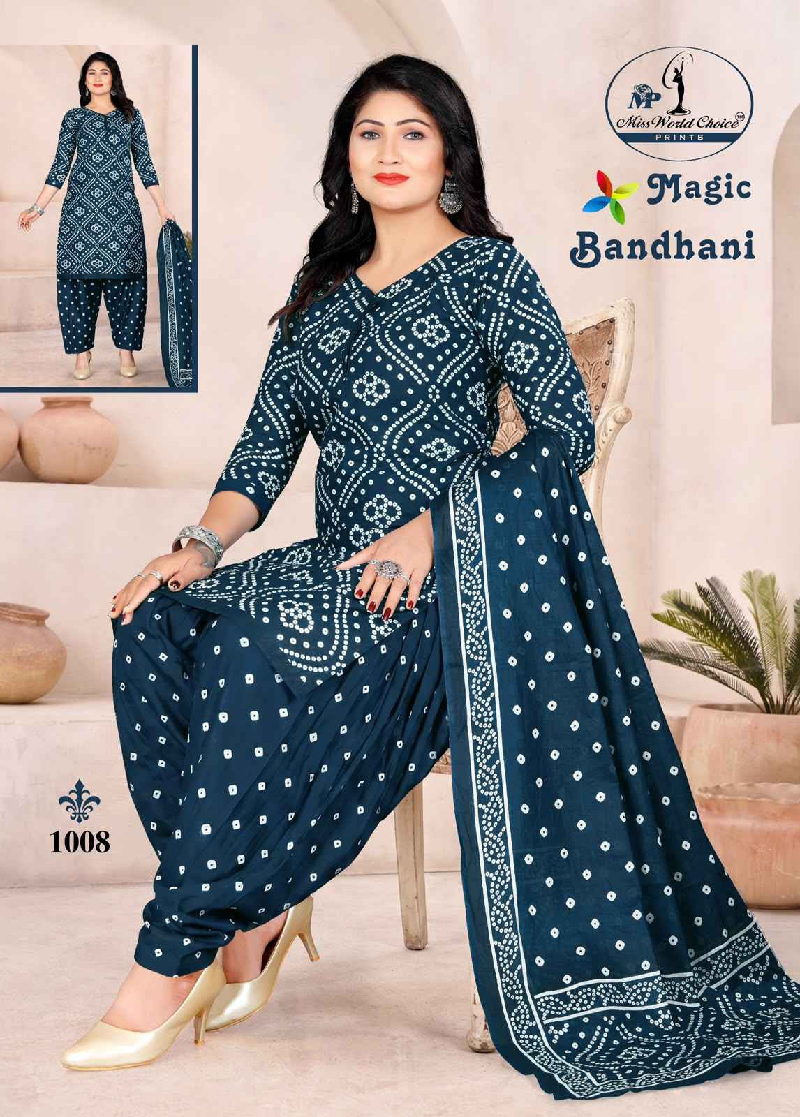 Miss World Choice Magic Bandhni Vol 1 Radymade Cotton Dress 10 pcs Catalogue