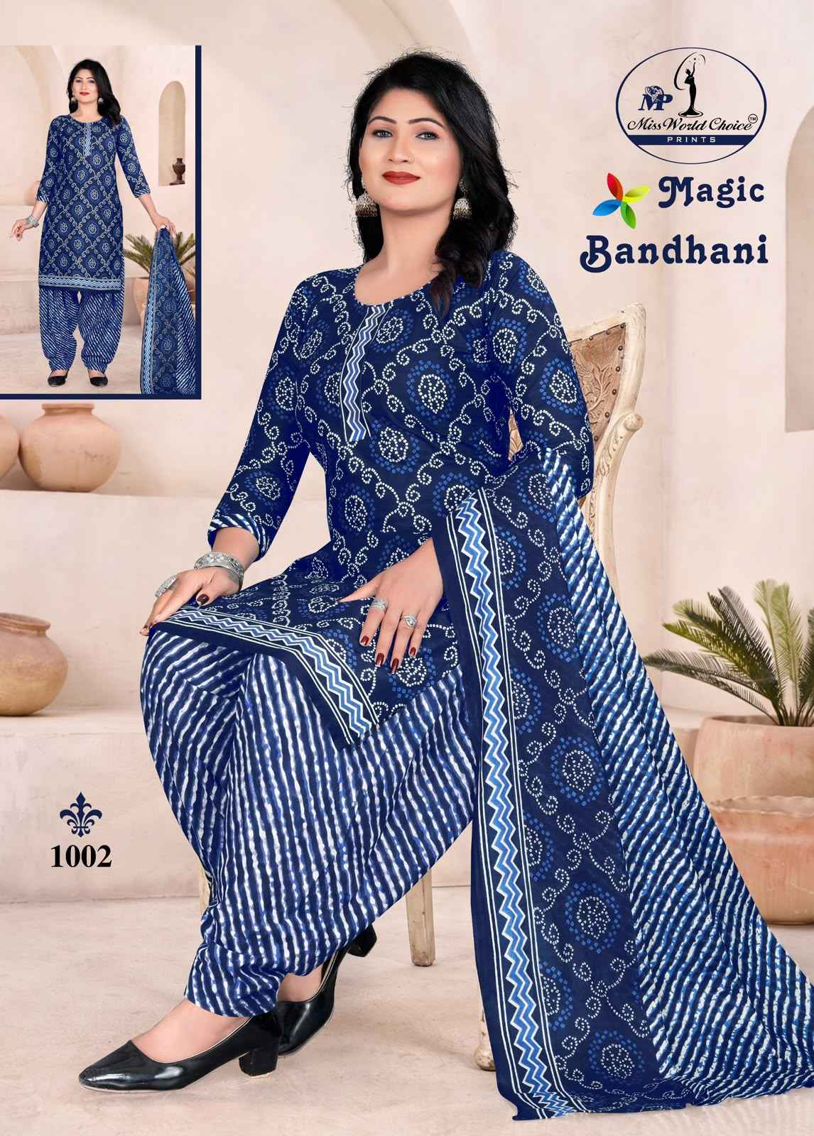 Miss World Choice Magic Bandhni Vol 1 Radymade Cotton Dress 10 pcs Catalogue