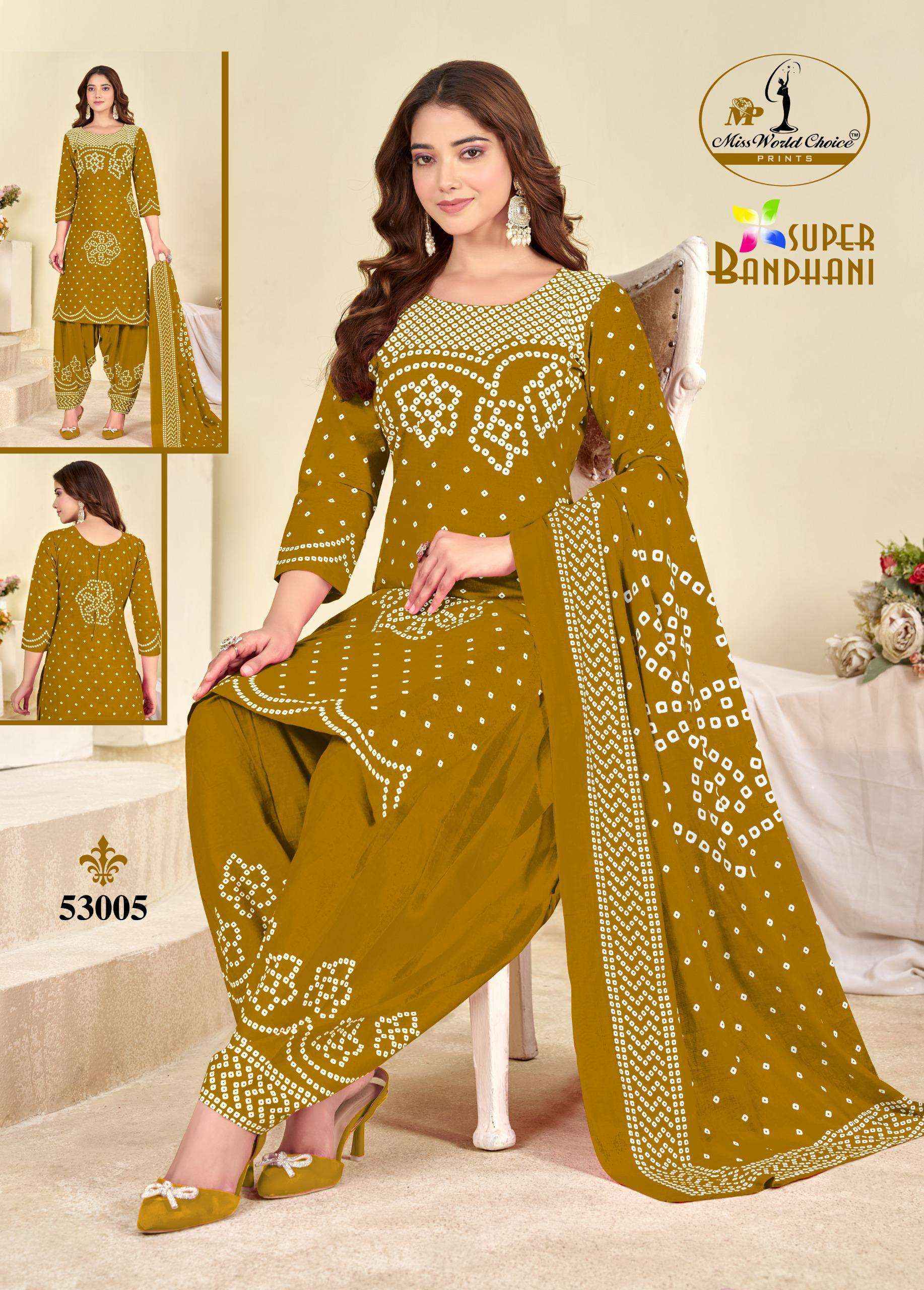 Miss World Choice Super Bandhani Vol 53 Cotton Dress Material 10 pcs Catalogue