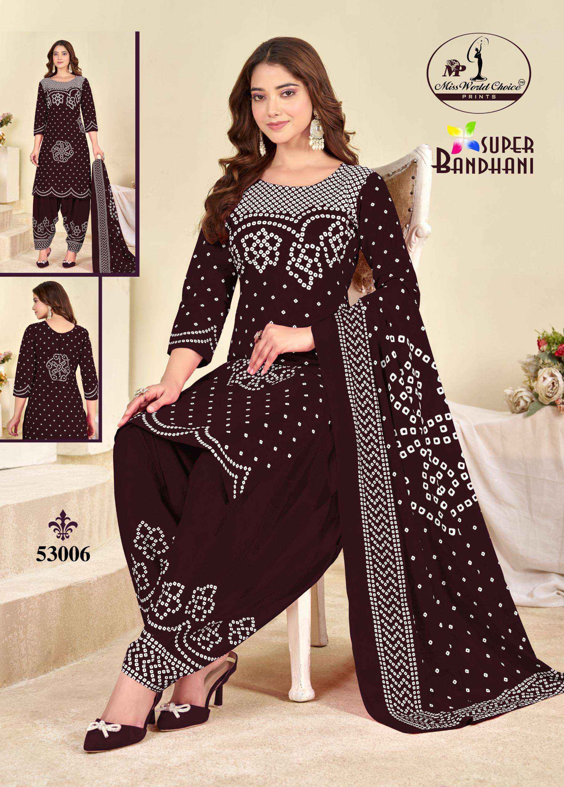 Miss World Choice Super Bandhani Vol 53 Cotton Dress Material 10 pcs Catalogue