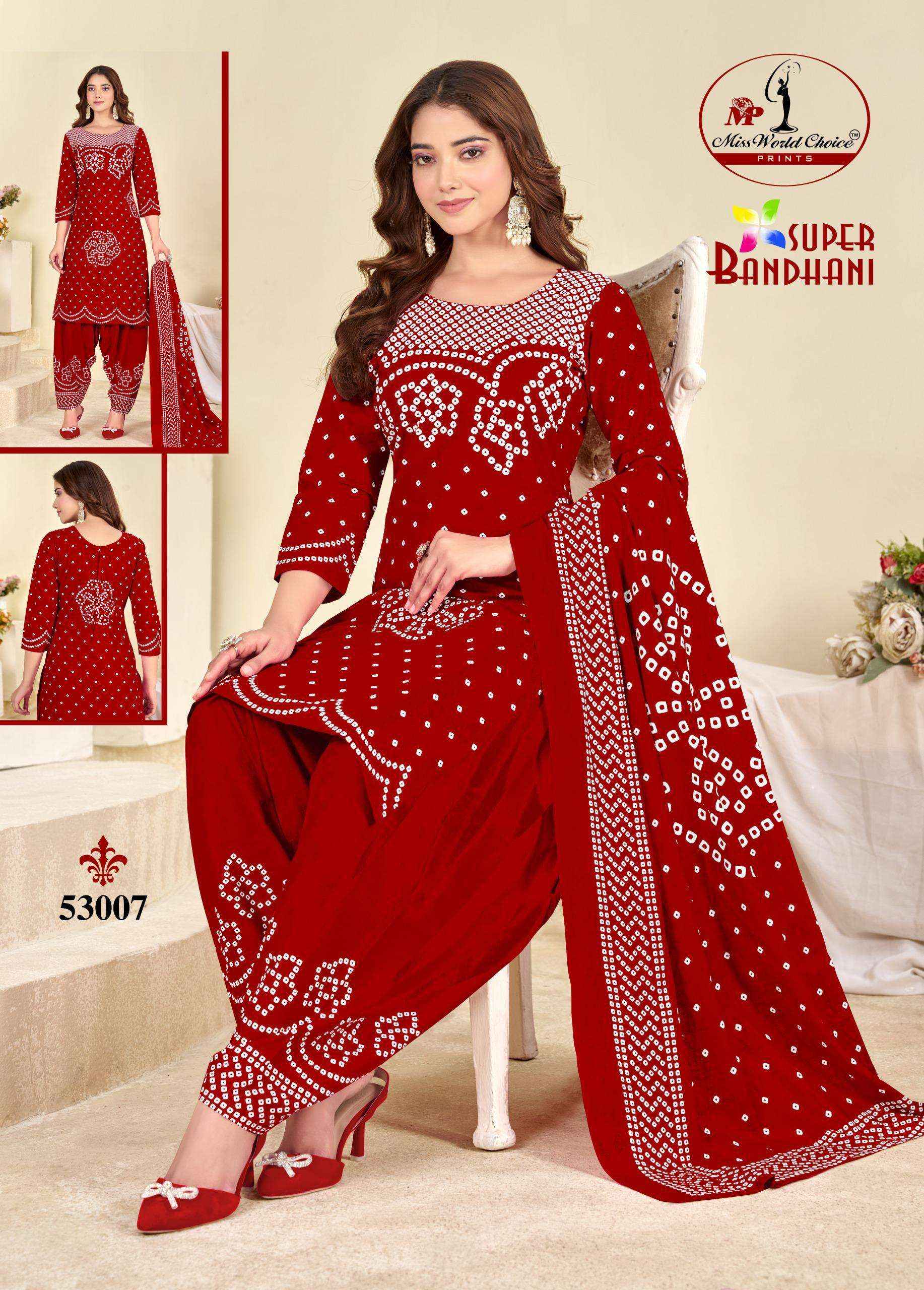 Miss World Choice Super Bandhani Vol 53 Cotton Dress Material 10 pcs Catalogue