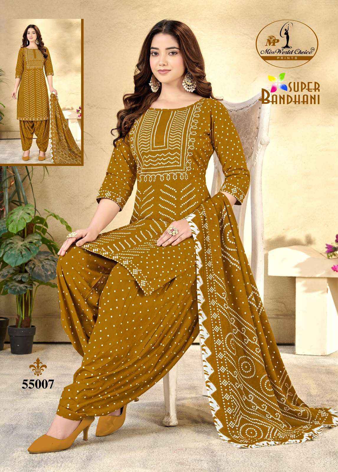 Miss World Choice Super Bandhani Vol 55 Cotton Dress Material 10 pcs Catalogue