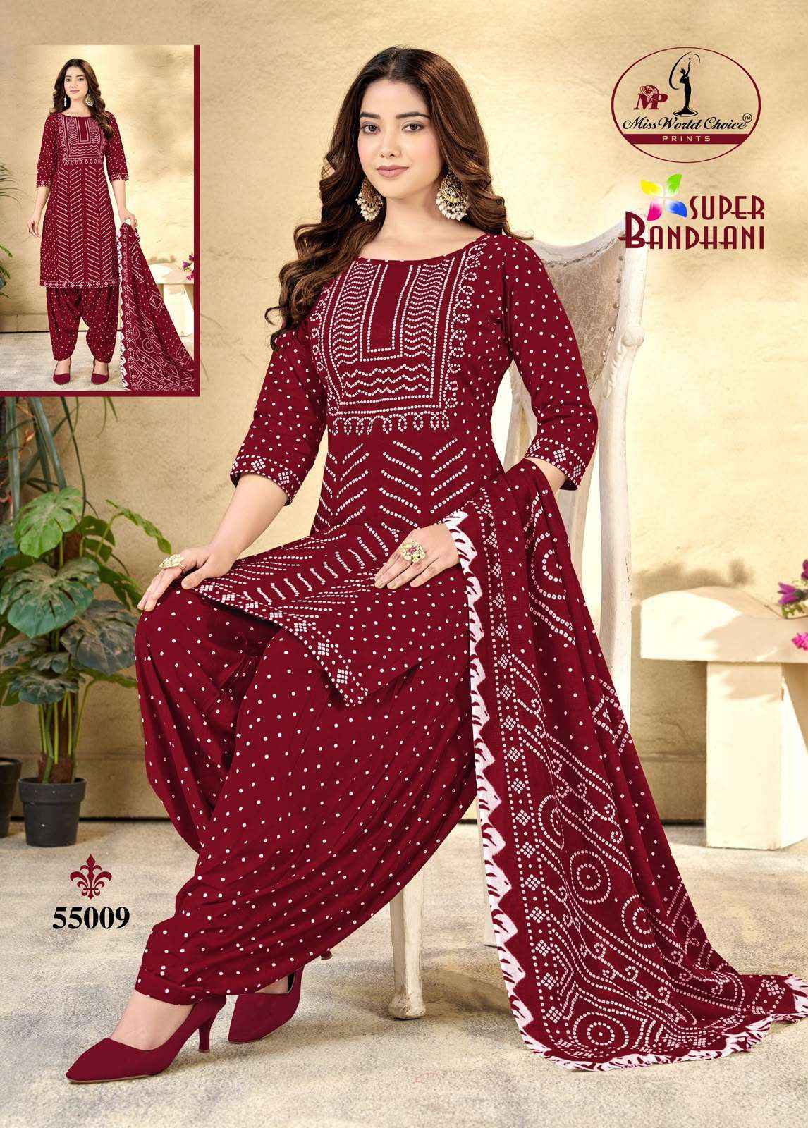 Miss World Choice Super Bandhani Vol 55 Cotton Dress Material 10 pcs Catalogue