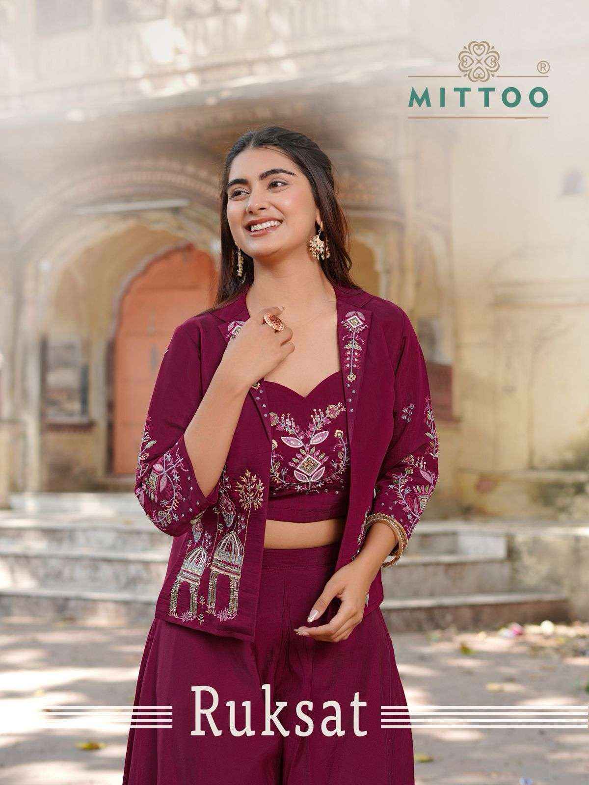 Mittoo Ruksat Chanderi Silk Indo Weastern Dress 4 pcs Catalogue