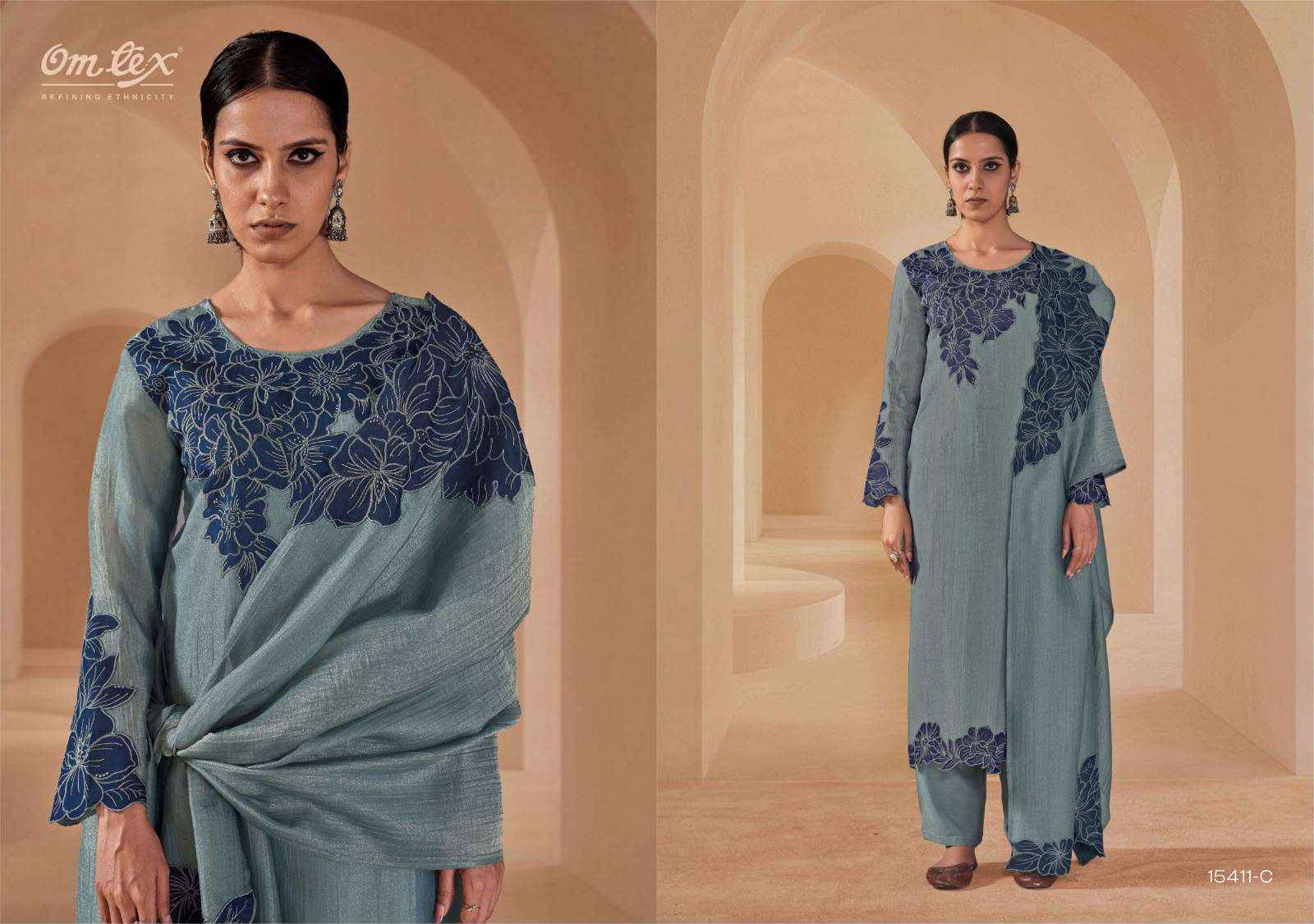 Omtex Zahira Mal Silk Dress Material 3 Pc Catalouge