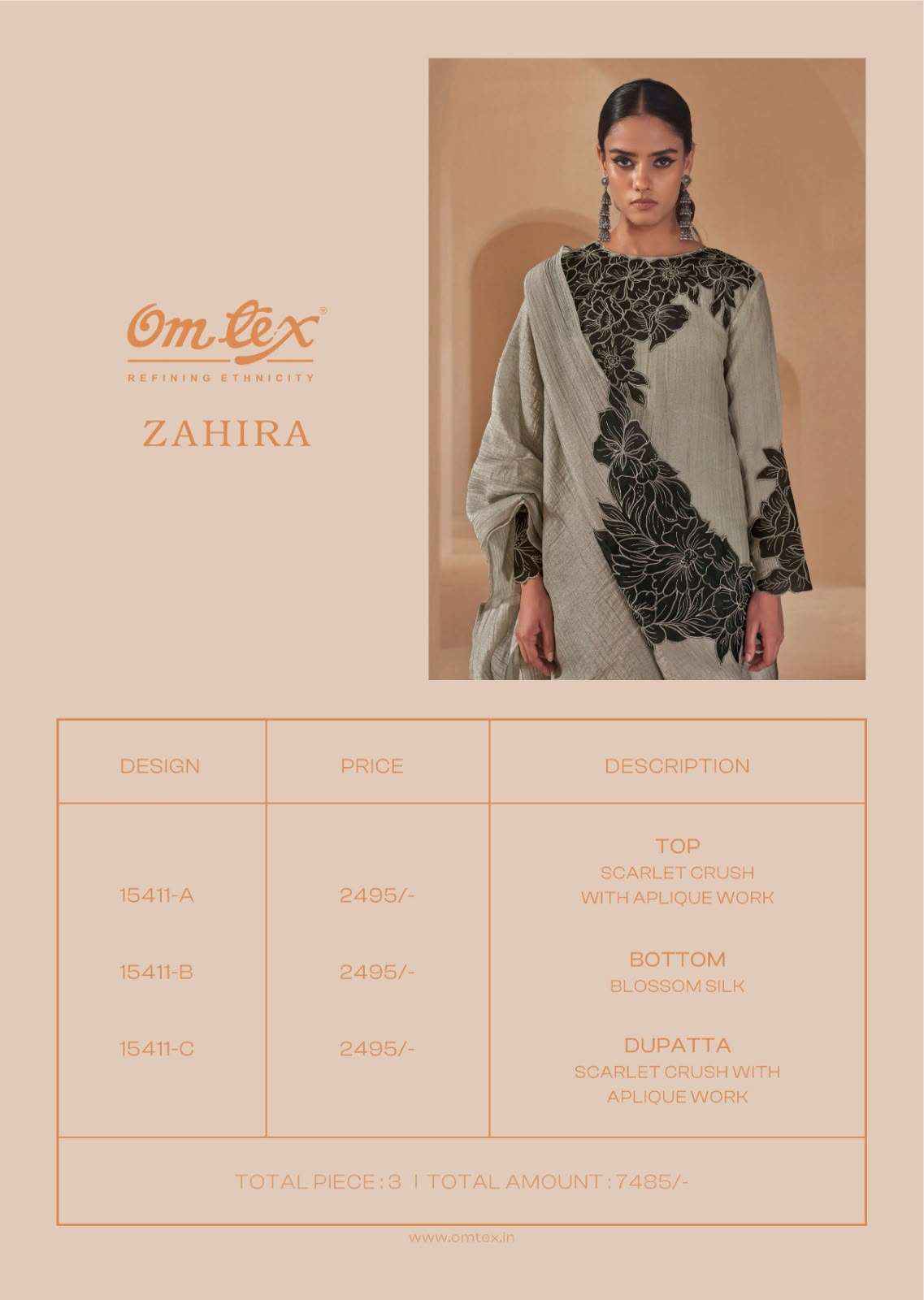 Omtex Zahira Mal Silk Dress Material 3 Pc Catalouge