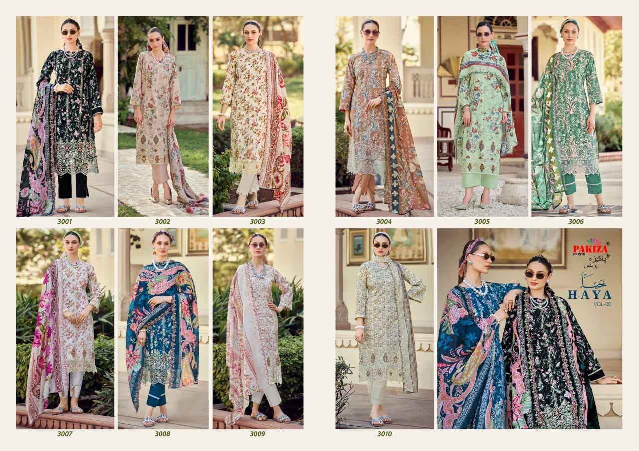 Pakiza Prints Haya Vol 30 Lawn Dress Material 10 pcs Catalogue