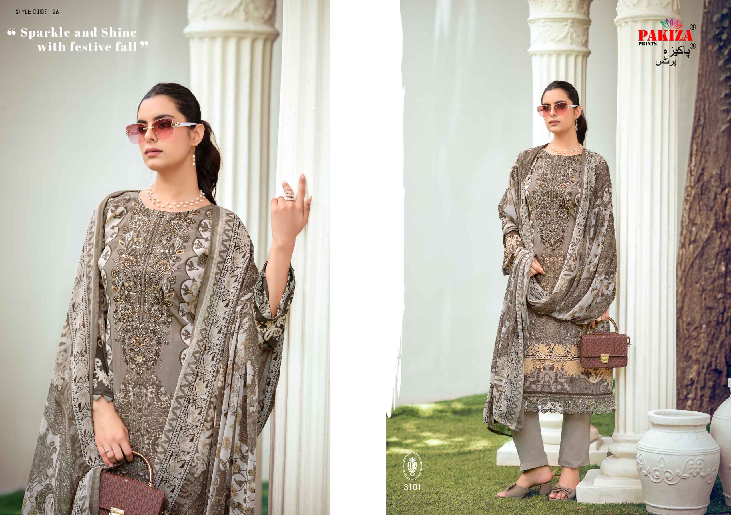 Pakiza Prints Rehnuma Vol 31 Royal Crape Dress Material 10 pcs Catalogue