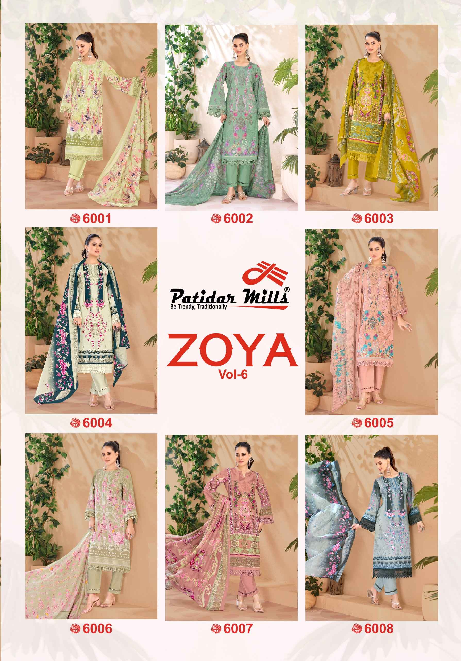 Patidar Mills Zoya Vol 6 Cotton Dress Material 8 pcs Catalogue