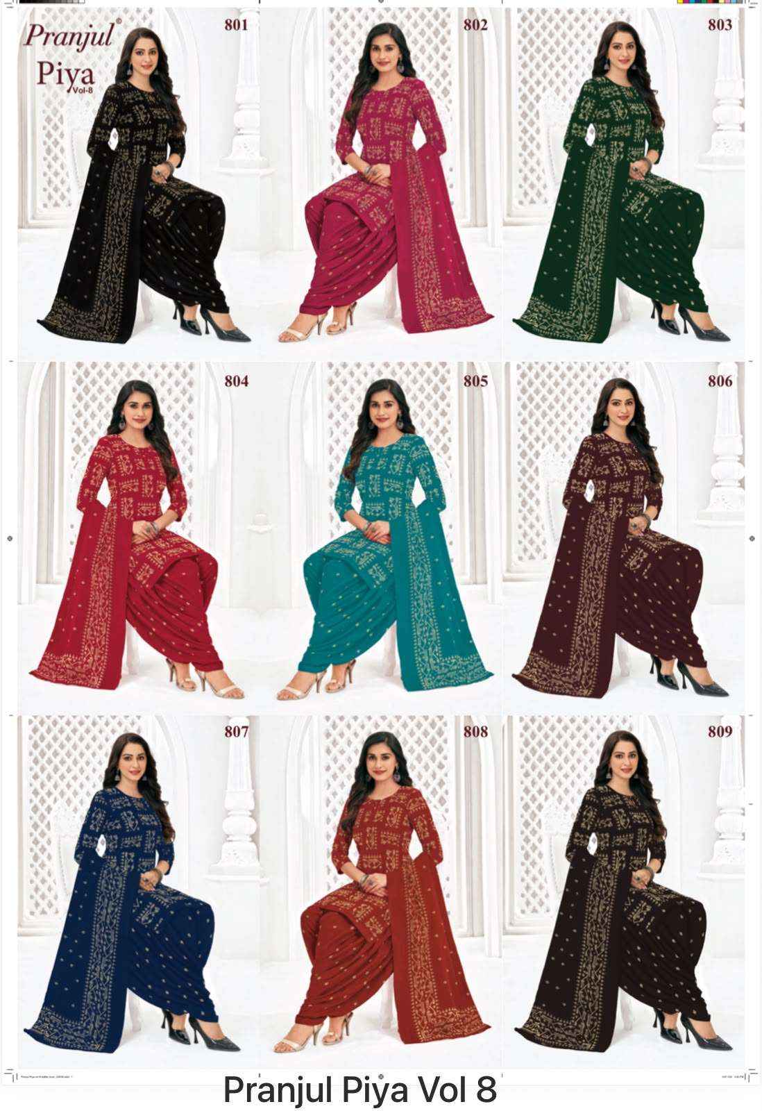 Pranjul Piya Vol 8 Readymade Cotton Dress 9 pcs Catalogue