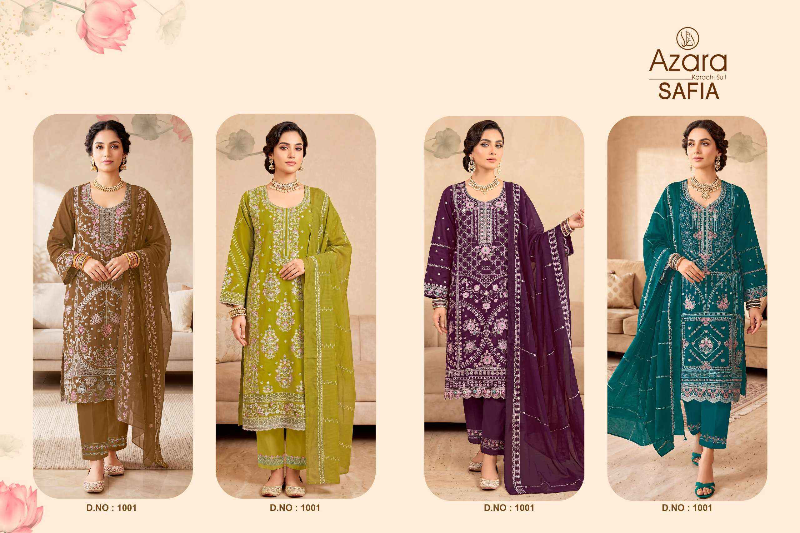 Radhika Fashion Azara Safia Lawn Cotton Dress Material 4 pcs Catalogue