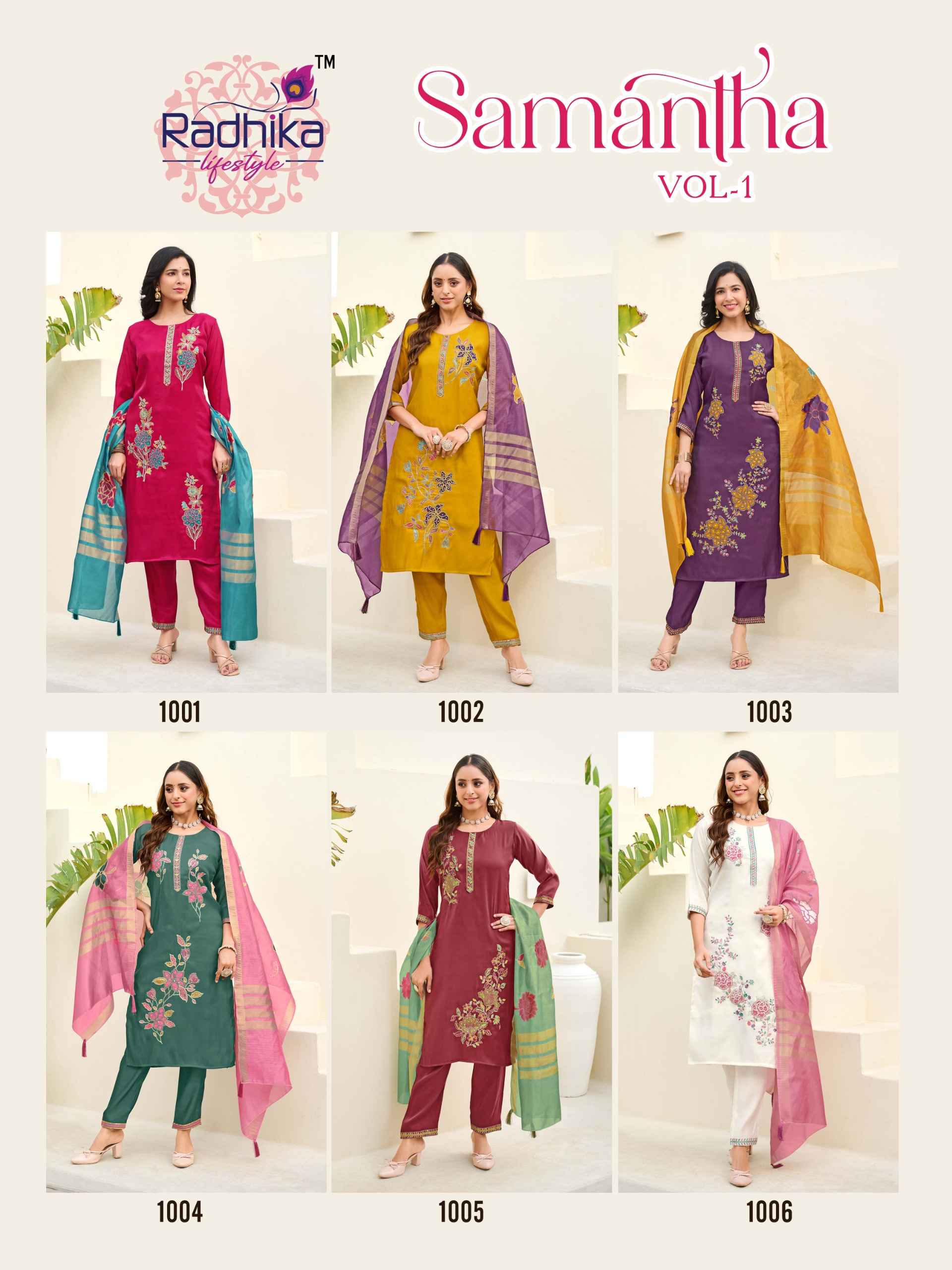 Radhika Lifestyle Samantha Vol 1 Roman Glass Kurti Combo 6 pcs Catalogue