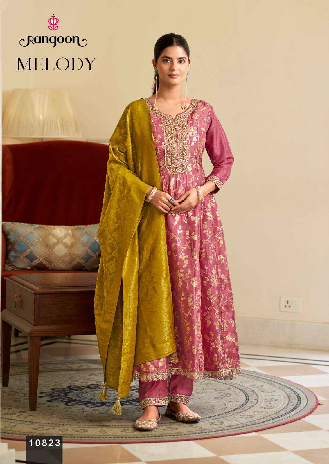 Rangoon Melody Readymade Jacquard Dress 3 pcs Catalogue
