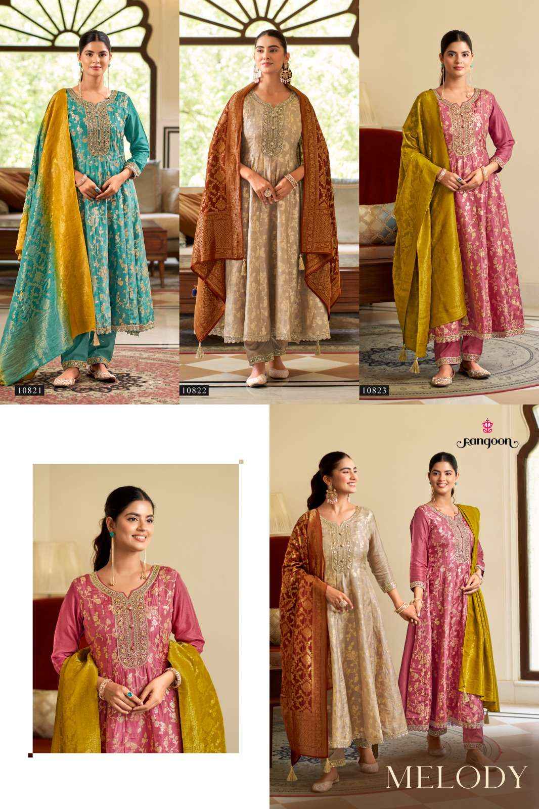 Rangoon Melody Readymade Jacquard Dress 3 pcs Catalogue