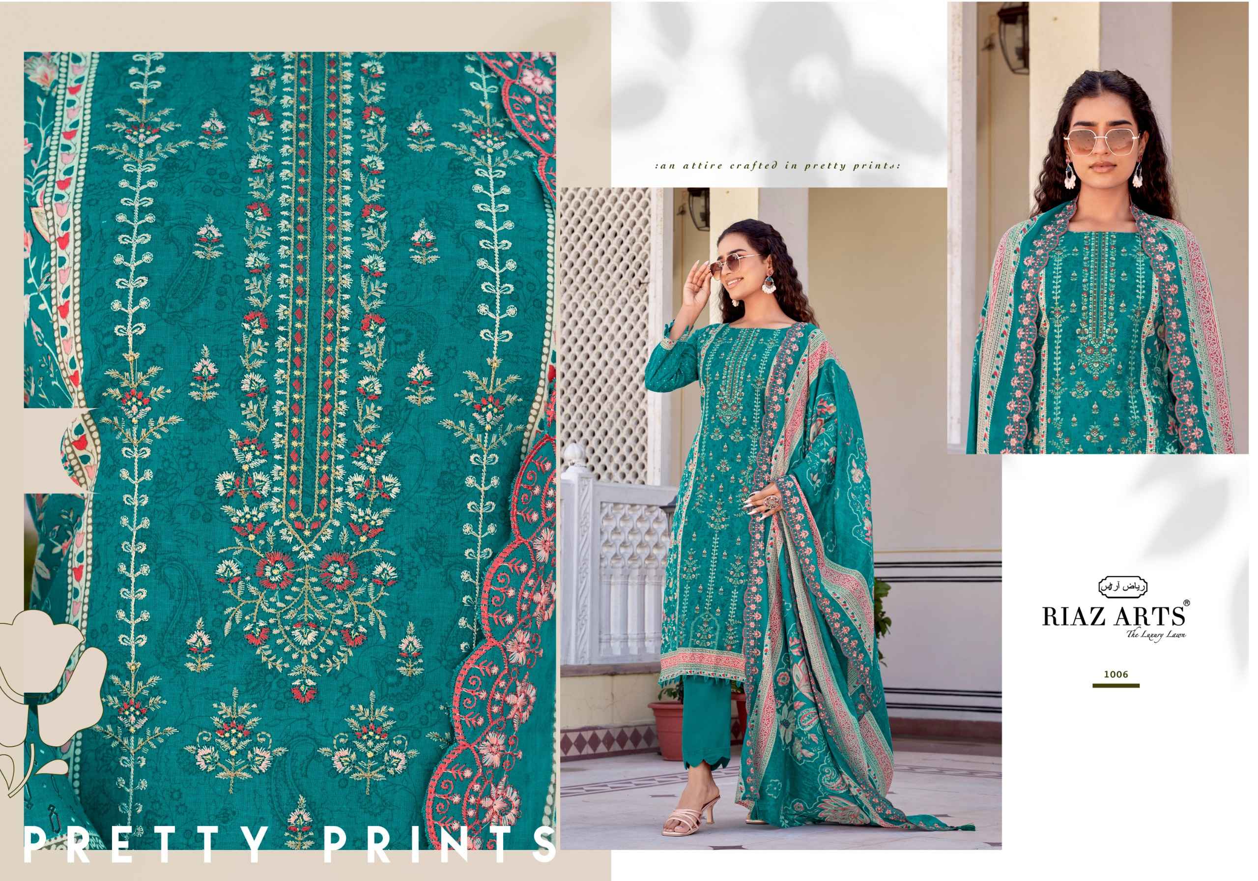 Riaz Arts Abu Rehan Lawn Cotton Dress Material 6 pcs Catalogue