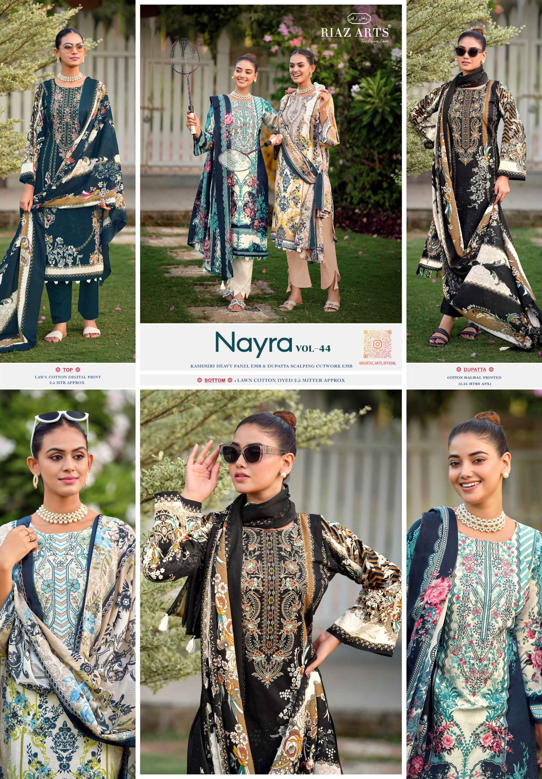 Riaz Arts Nayra Vol 44 Cotton Dress Material 8 pcs Catalogue