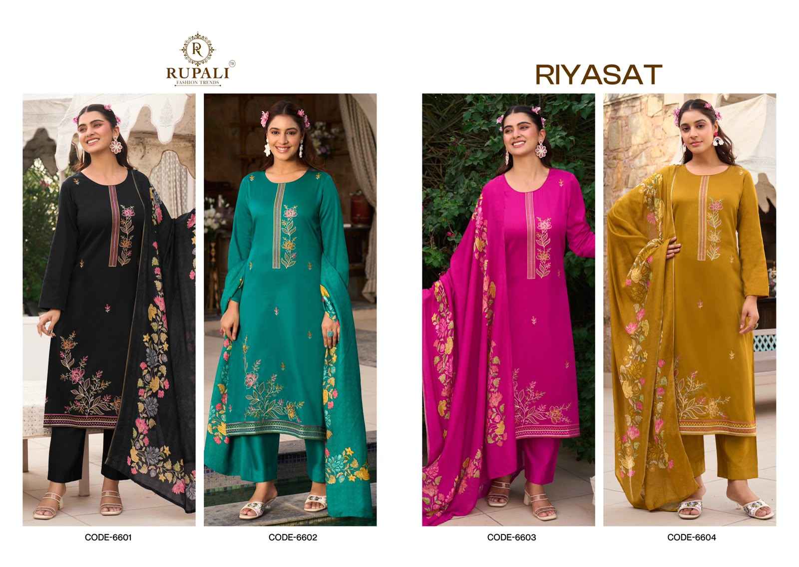Rupali Fashion Riyasat Jam Satin Dress Material 4 pcs Catalogue