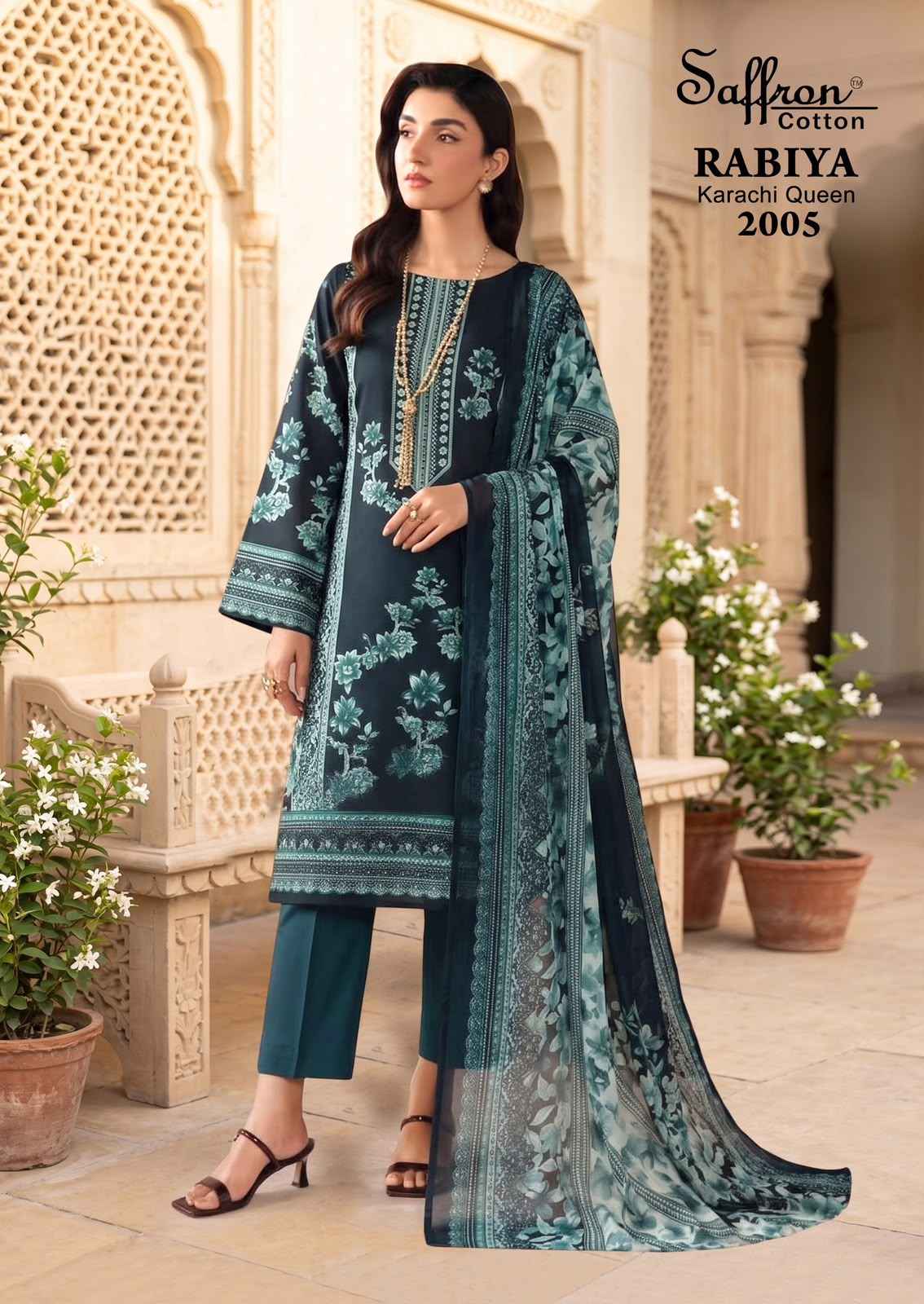 Saffron Cotton Rabiya Karachi Queen Vol 2 Cotton Dress Material 8 pcs Catalogue