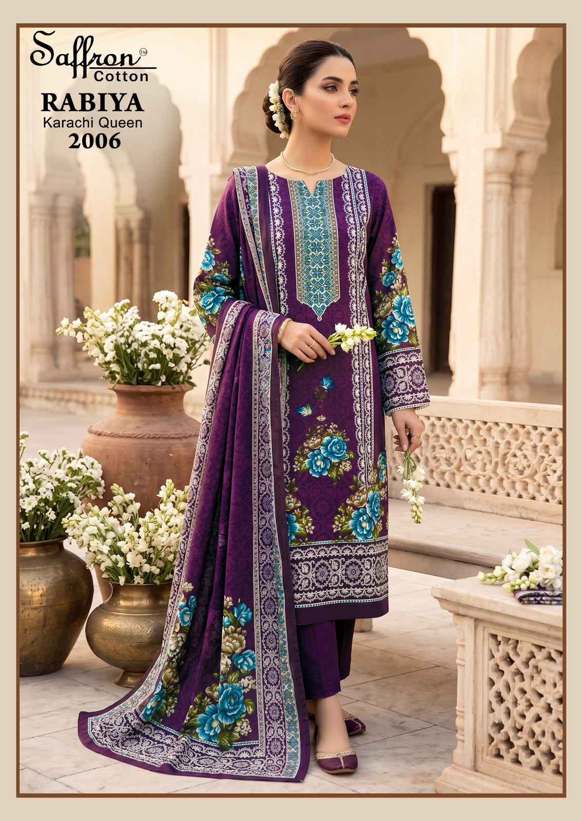 Saffron Cotton Rabiya Karachi Queen Vol 2 Cotton Dress Material 8 pcs Catalogue