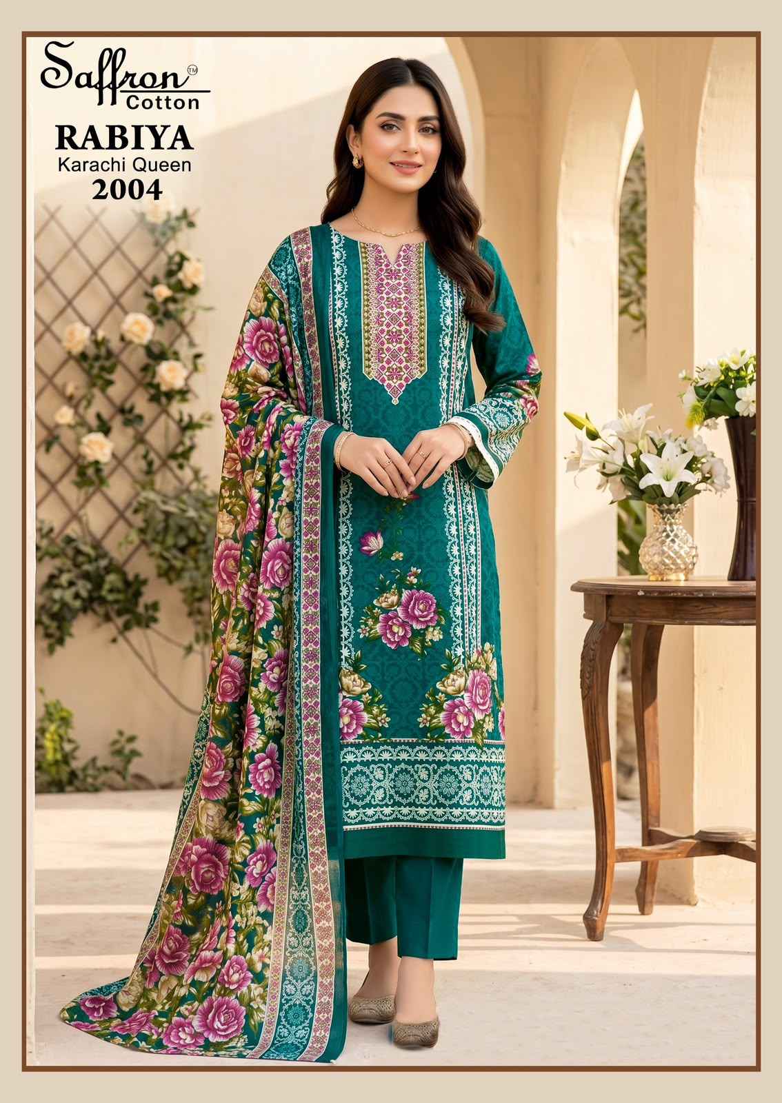 Saffron Cotton Rabiya Karachi Queen Vol 2 Cotton Dress Material 8 pcs Catalogue
